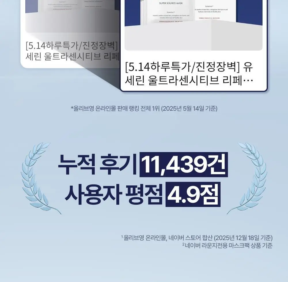 [5월 올영픽/1등진정장벽] 유세린 울트라센시티브 리페어 마스크팩 10매 상세페이지 2